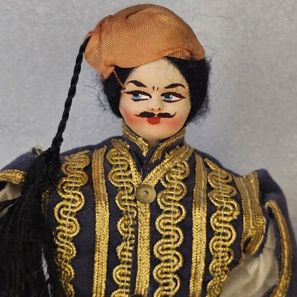 Vintage 60s Pair Greek Dolls Traditional Dress Man & Woman 10 Inch Tall Detailed - Picture 3 of 13